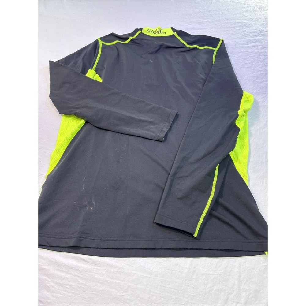Nike Men's XL Pro Combat Hyperwarm Dri-Fit Max Pullover Black Neon